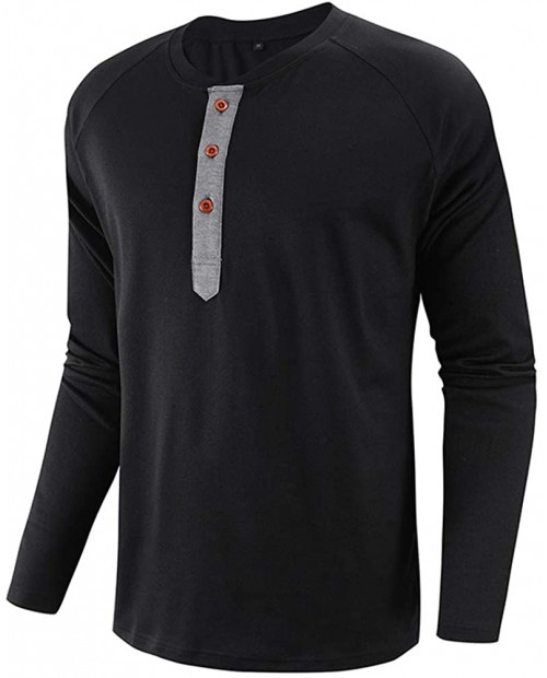 AOTORR Men's Casual Fashion Front Placket Long Sleeve Henley T-Shirts Solid Color Tops at  Men’s Clothing store