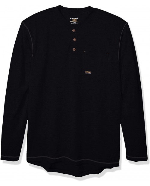 ARIAT Men's Rebar Pocket Long Sleeve Henley Shirt at  Men’s Clothing store