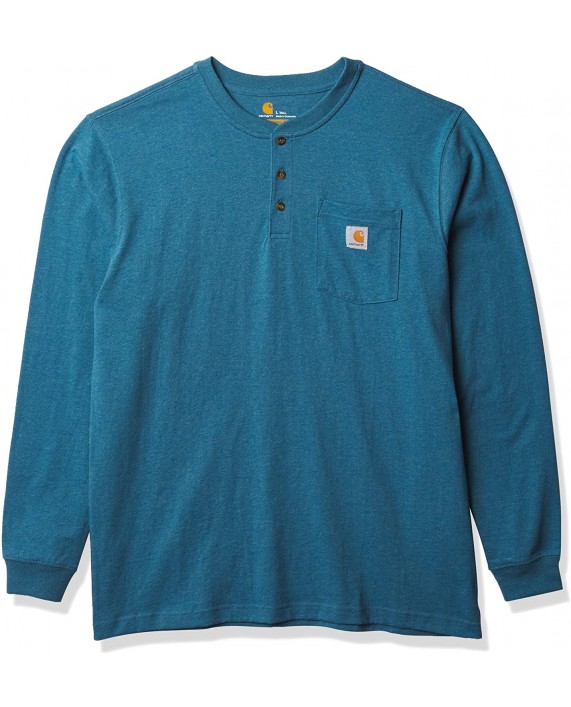 Carhartt Men's Workwear Pocket Henley Shirt Regular and Big & Tall Sizes Ocean Blue Heather 6.5N at Men’s Clothing store
