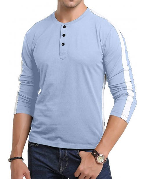 CHAKTON Men's Henley T-Shirts Casual Long Sleeve Lightweight Cotton Shirts at  Men’s Clothing store