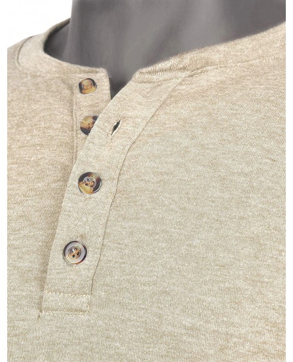 Derminpro Men's Henley Cotton Casual Short Long Sleeve Lightweight Button T-Shirts at Men’s Clothing store