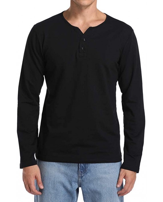 Derssity Mens Long Sleeve Henley Shirt Casual T-Shirt Regular Fit Henley Basic Shirts at Men’s Clothing store