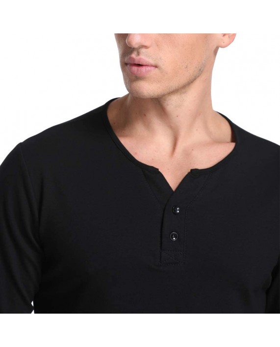 Derssity Mens Long Sleeve Henley Shirt Casual T-Shirt Regular Fit Henley Basic Shirts at Men’s Clothing store