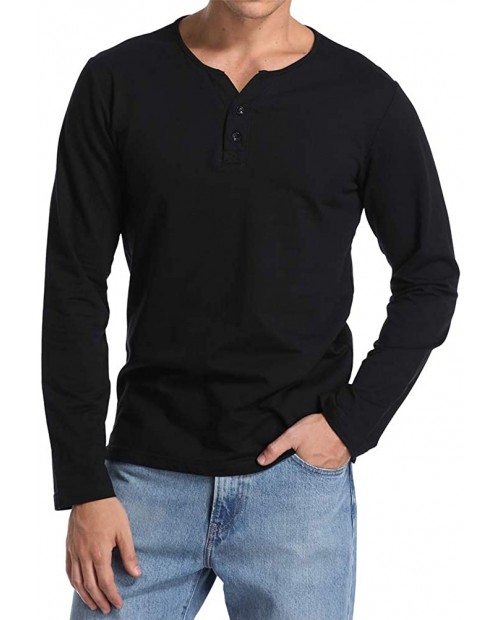 Derssity Mens Long Sleeve Henley Shirt Casual T-Shirt Regular Fit Henley Basic Shirts at  Men’s Clothing store