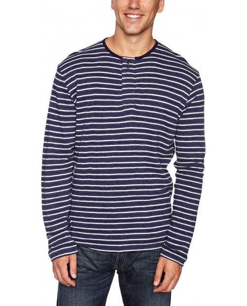 French Connection Men's Joist Stripe Long Sleeve Henley Shirt at  Men’s Clothing store