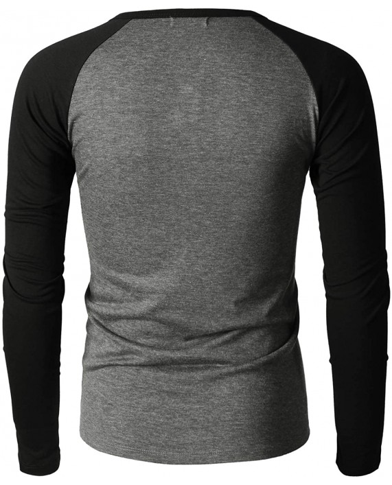 H2H Men Casual Slim Fit T-Shirt Long Sleeve Spandex Blended Henely T-Shirt |