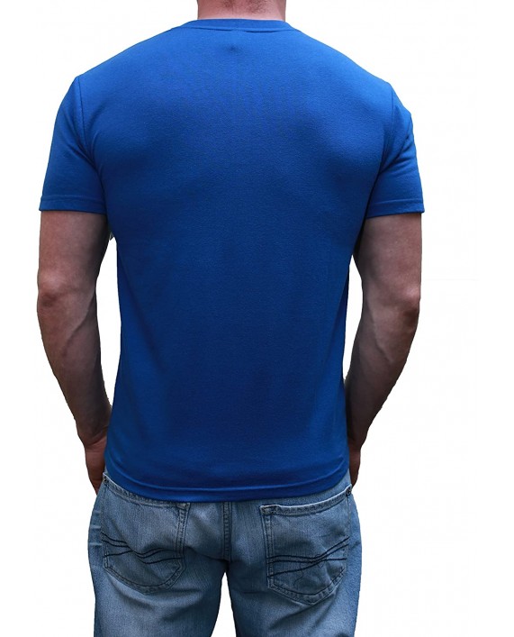Henley Mens Short Sleeve TShirt with 3 Buttons Solid Classic Blue Small at Men’s Clothing store