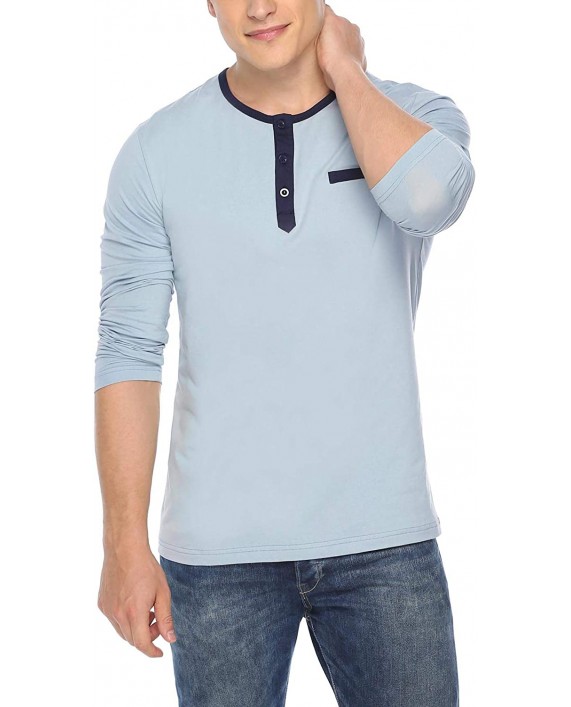 iClosam Mens Long Sleeve Pajamas Shirt Top Slim Fit Shirts Henley Casual T-Shirts at Men’s Clothing store