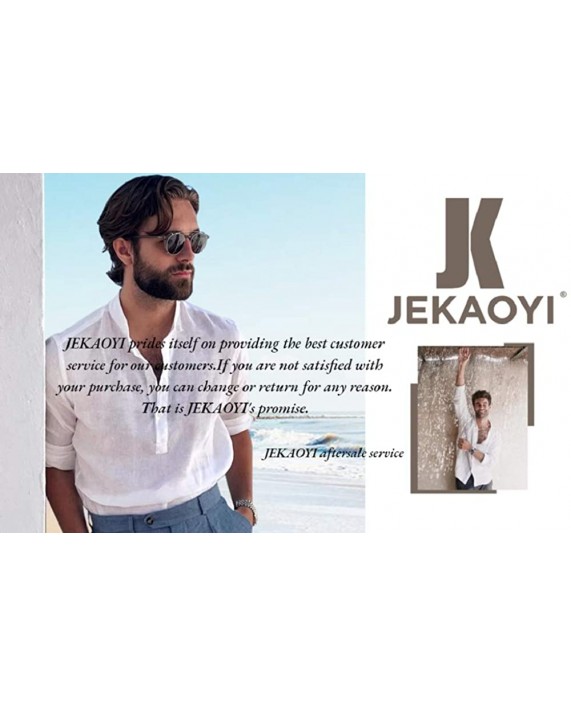 JEKAOYI Mens Cotton Linen Henley Shirts 3 4 Sleeve Beach Yoga Summer Solid T Shirt Tops at Men’s Clothing store