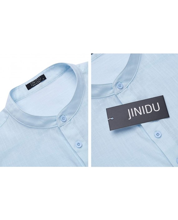 JINIDU Men's Long Sleeve Linen Henley Shirts Casual Cotton Beach Hippie T Shirt
