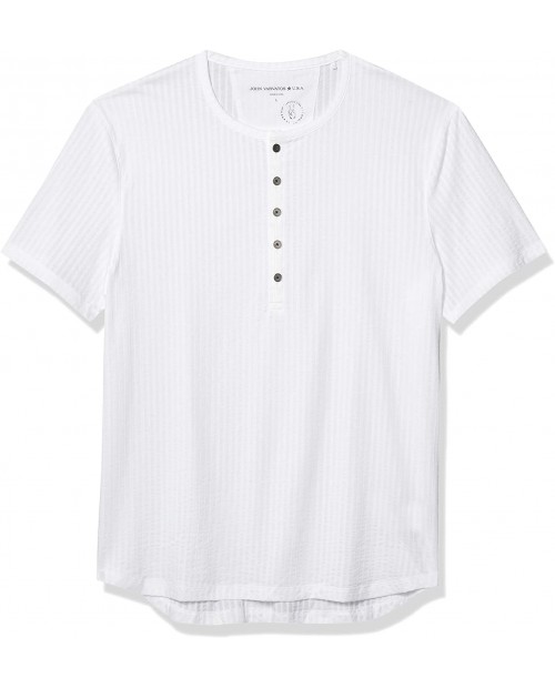 John Varvatos Star USA Men's Irving Short Sleeve Cotton Jacquard Rib Henley at  Men’s Clothing store
