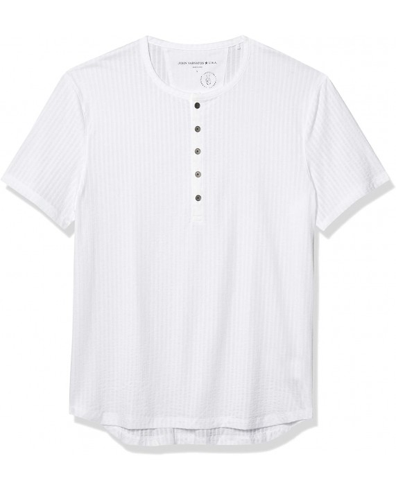 John Varvatos Star USA Men's Irving Short Sleeve Cotton Jacquard Rib Henley at Men’s Clothing store