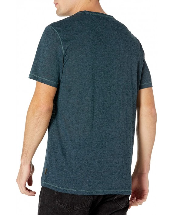 John Varvatos Star USA Men's Waylon Short Sleeve Snap Front Burnout V-Neck Henley at Men’s Clothing store