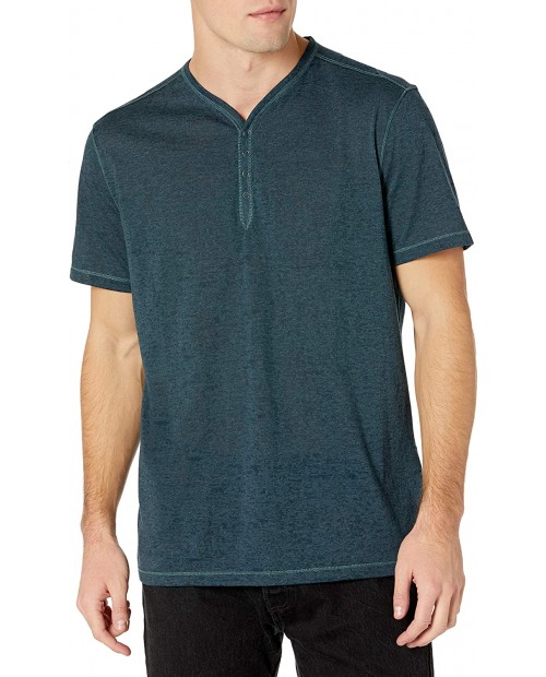 John Varvatos Star USA Men's Waylon Short Sleeve Snap Front Burnout V-Neck Henley at  Men’s Clothing store
