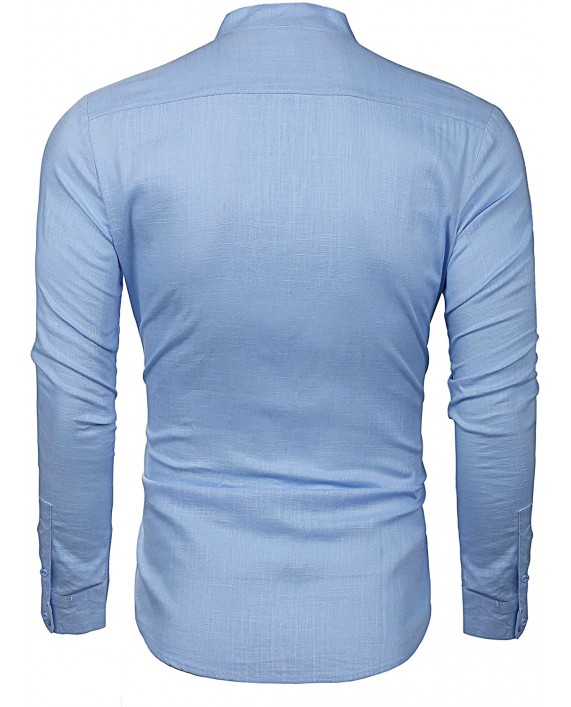 LecGee Men's Cotton Linen Henley Shirt Long Sleeve Casual T-Shirt Yoga Tops