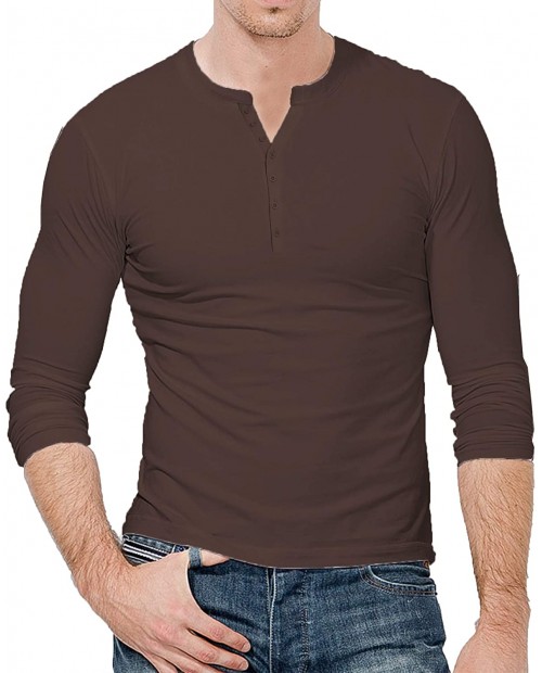 LecGee Men's Henley Shirt Long Sleeve Casual Henley Top with 3 Button Regular Fit Basic T-Shirts at  Men’s Clothing store