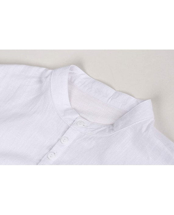 Makkrom Mens Linen 3 4 Sleeve Henley Shirts Cotton Loose Casual Summer Beach T Shirt Tops at Men’s Clothing store