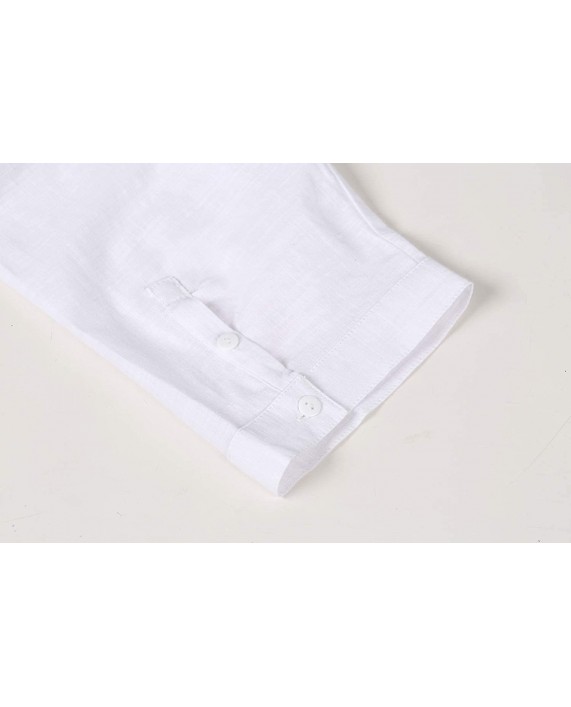 Makkrom Mens Linen 3 4 Sleeve Henley Shirts Cotton Loose Casual Summer Beach T Shirt Tops at Men’s Clothing store