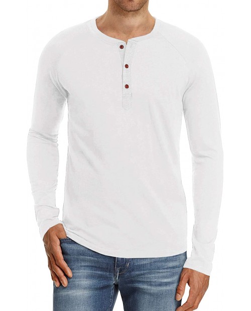 Makkrom Men's Slim Fit Long Sleeve Henley T-Shirts Casual Front Placket Basic Cotton Shirts at  Men’s Clothing store