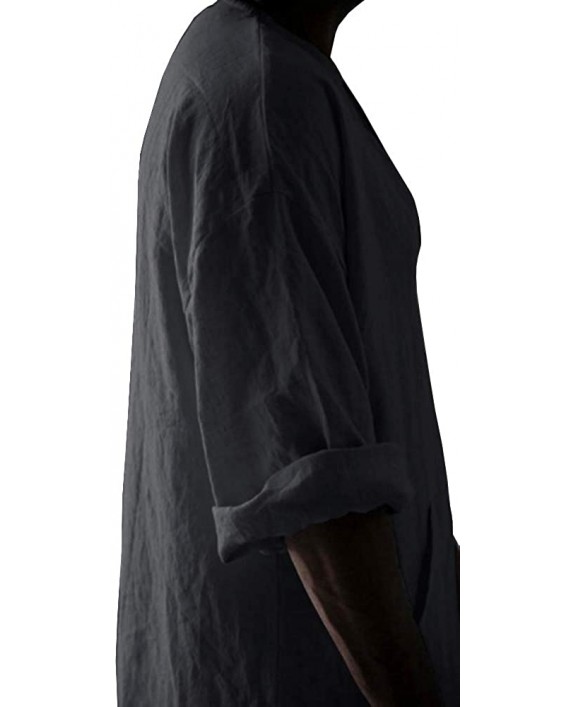 Makkrom Men's V-Neck Long Sleeve Robe Side Split Kaftan Long Gown Thobe for Beach Summer at Men’s Clothing store