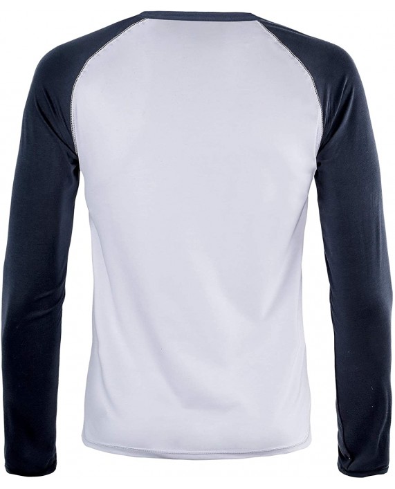 Men's Casual Long Sleeve T-Shirt Vintage Raglan Button Up Henley Baseball Shirts at Men’s Clothing store