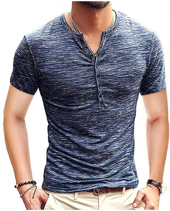 Mens Casual Slim Fit Basic Henley Long Sleeve Fashion T-Shirt Tee at Men’s Clothing store