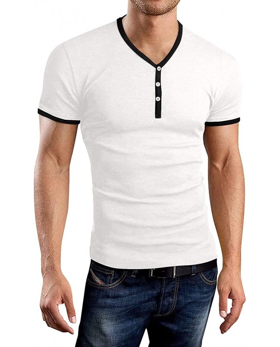 Miqieer Mens Casual Premium Slim Fit Henley T-Shirts Short Sleeve Lightweight at Men’s Clothing store