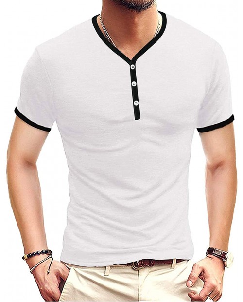 Miqieer Mens Casual Premium Slim Fit Henley T-Shirts Short Sleeve Lightweight at  Men’s Clothing store