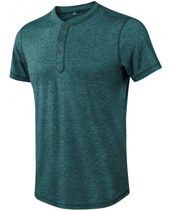 Moomphya Men's Classic Comfort Soft Short Sleeve Henley Active T Shirts B1 Green 2X-Large at Men’s Clothing store
