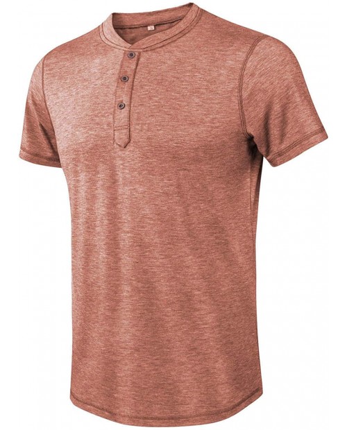 Moomphya Men's Classic Comfort Soft Short Sleeve Henley Active T Shirts B1 Orange X-Large at  Men’s Clothing store