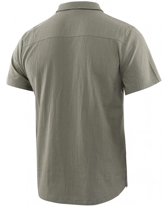 Moomphya Men's Slim Fit Suit Collar Pocket Henley T Shirt Cotton V-Neck Causal Shirts at Men’s Clothing store