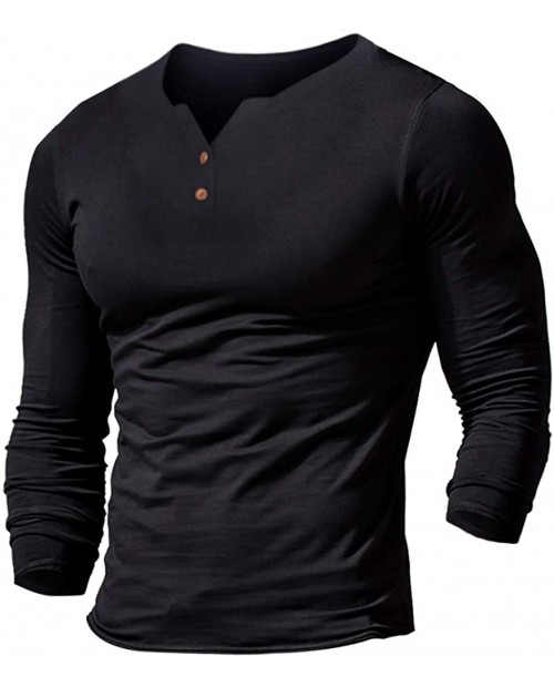 Muscle Alive Mens Summer Casual Short Sleeve Henleys T-Shirt Single Button Placket Plain v Neck Shirts at  Men’s Clothing store