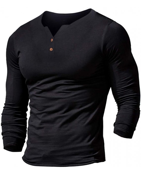 Muscle Alive Mens Summer Casual Short Sleeve Henleys T-Shirt Single Button Placket Plain v Neck Shirts at Men’s Clothing store