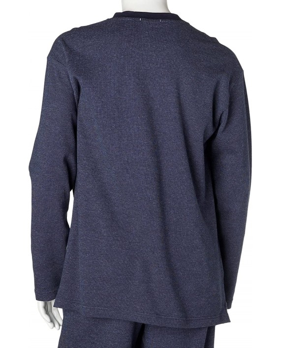 Nautica Men's Birdseye Yarn Dyed Knit Long Sleeve Sleep Henley at Men’s Clothing store Pajama Tops
