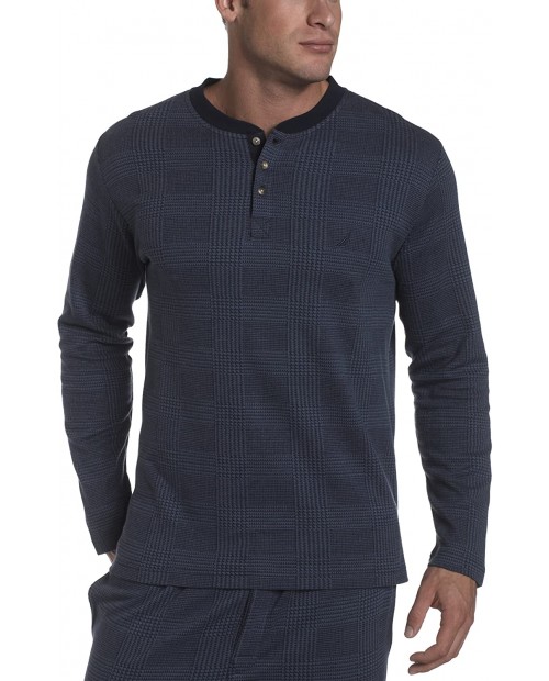 Nautica Men's Glen Plaid Yarn Dyed Knit Long Sleeve Sleep Henley at  Men’s Clothing store Pajama Tops