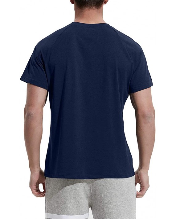 NITAGUT Men's Summer Casual T-Shirts Front Placket Raglan Short Sleeve Henley Shirts with Pocket at Men’s Clothing store