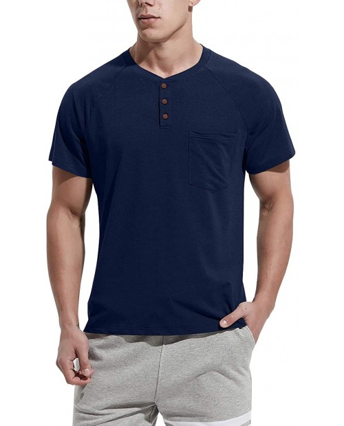 NITAGUT Men's Summer Casual T-Shirts Front Placket Raglan Short Sleeve Henley Shirts with Pocket at  Men’s Clothing store