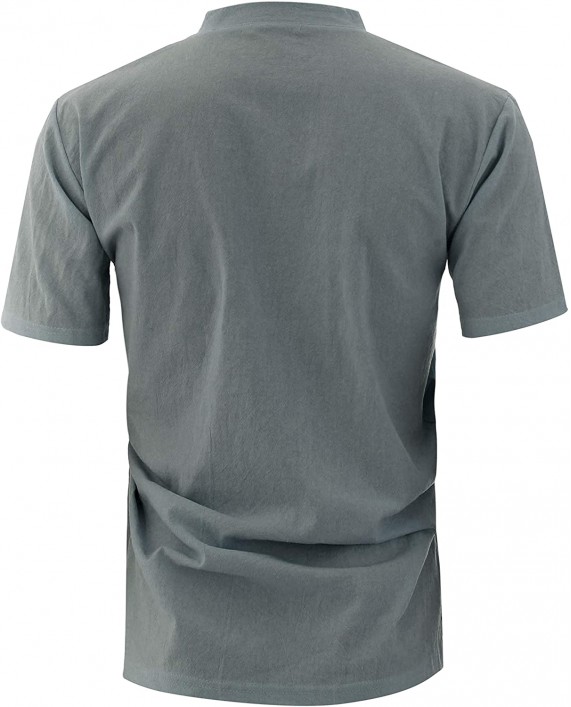 OHOO Mens Slim Fit Ultra Light Cotton Linen Blend Long Sleeve Popover Work Shirt at Men’s Clothing store