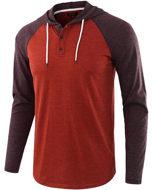 Pishon Men's Casual Long Sleeve Raglan Lightweight Henley Athletic Henley Jersey Hoodie Shirt at Men’s Clothing store
