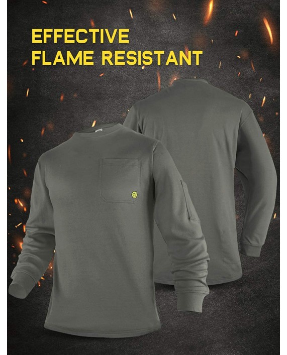 PTAHDUS Men’s Flame Resistant Long Sleeve Henley Shirt 7.1 Ounce 100% Cotton FR Workwear Clothing for Men at Men’s Clothing store