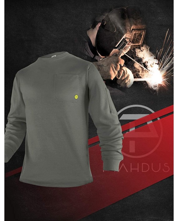 PTAHDUS Men’s Flame Resistant Long Sleeve Henley Shirt 7.1 Ounce 100% Cotton FR Workwear Clothing for Men at Men’s Clothing store
