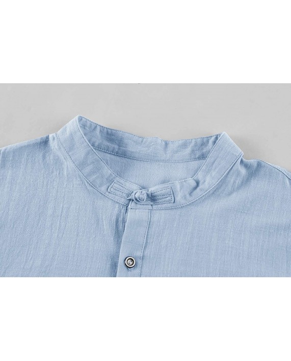 Runcati Mens Linen Henley Shirts Beach Short Sleeve Cotton Tops Lightweight Tees Plain Summer T Shirt at Men’s Clothing store