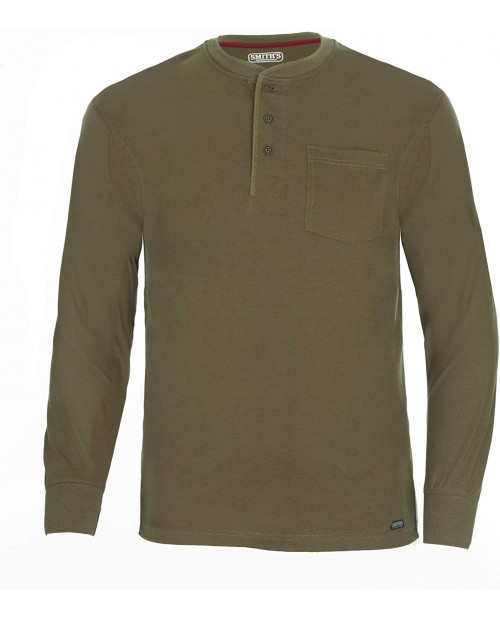 Smith's Workwear Men's Heavyweight Cotton 3 Button Henley Knit at Men’s Clothing store
