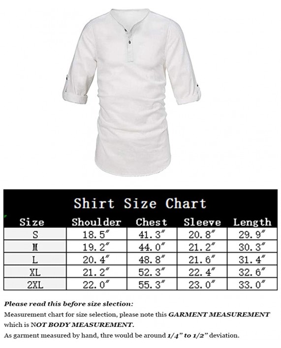 THWEI Mens Linen Henley Shirt Loose Fit Roll Up Long Sleeve Casual Solid T-Shirt at Men’s Clothing store