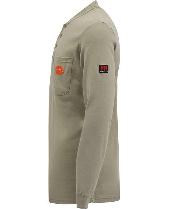 TICOMELA FR Shirts for Men Flame Resistant Shirt NFPA2112 CAT2 7oz Fire Retardant Men's Long Sleeve Henley Shirts at Men’s Clothing store