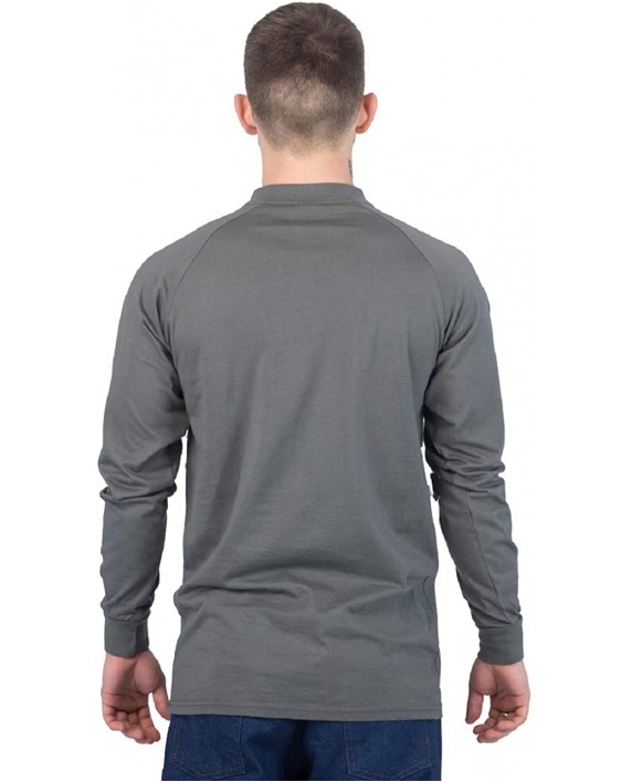 TICOMELA FR T Shirt Flame Resistant Shirt 5.5oz 100% Cotton Light Weight Workwear Men's Long Sleeve Henley Shirts at Men’s Clothing store
