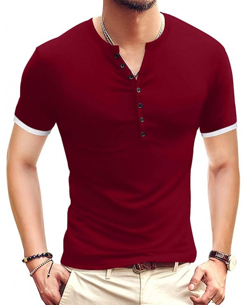 YTD Mens Casual Slim Fit Basic Henley Short Sleeve Fashion Summer T-Shirt at  Men’s Clothing store