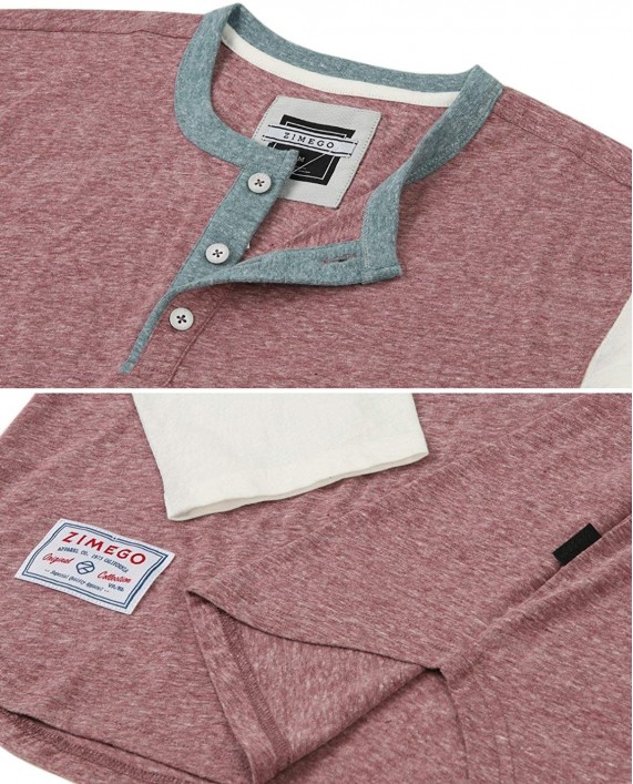 ZIMEGO Men’s 3 4 Sleeve Athletic Fashion Crew Neck Baseball Button Henley Shirt at Men’s Clothing store