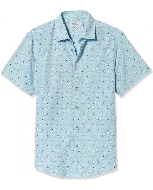 Azaro Uomo Men's Fancy Short Sleeve Button Down Casual Dress Shirt Bold Print at  Men’s Clothing store