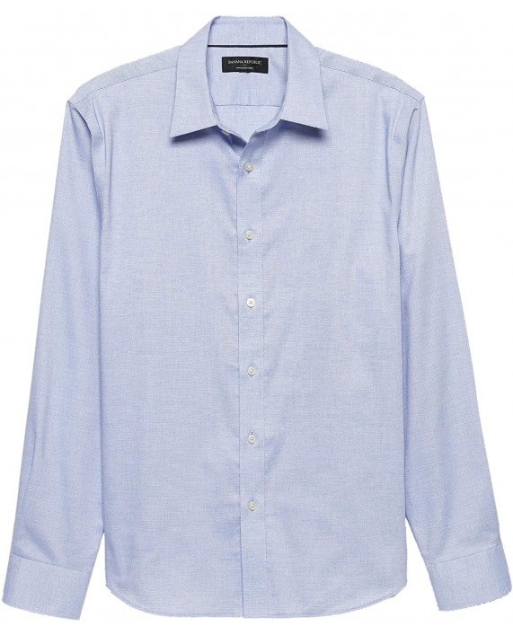 Banana Republic Men's Slim-Fit Untucked Non-Iron Shirt Basic Blue at Men’s Clothing store